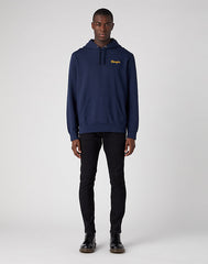 Wrangler Logo Hoodie Męska Bluza z Kapturem Nierozpinana Navy Blue W654I4114