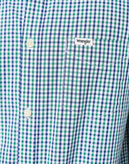 Koszula W Kratę Męska Wrangler LS 1 Pkt Shirt Green Navy 112350479 W5A9017096