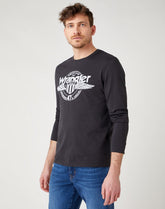 WRANGLER LS AMERICANA TEE MĘSKA KOSZULKA Z DŁUGIM RĘKAWEM FADED BLACK W7J5D3XV6 112141550