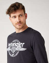 WRANGLER LS AMERICANA TEE MĘSKA KOSZULKA Z DŁUGIM RĘKAWEM FADED BLACK W7J5D3XV6 112141550
