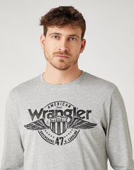 Wrangler LS Americana Tee Mid Grey Mel W7J5D3X37 112141549