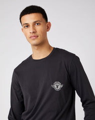 WRANGLER LS BIKER TEE MĘSKA KOSZULKA Z DŁUGIM RĘKAWEM FADED BLACK W7K5D3XV6 112141569