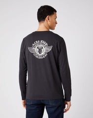 WRANGLER LS BIKER TEE MĘSKA KOSZULKA Z DŁUGIM RĘKAWEM FADED BLACK W7K5D3XV6 112141569