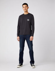 WRANGLER LS BIKER TEE MĘSKA KOSZULKA Z DŁUGIM RĘKAWEM FADED BLACK W7K5D3XV6 112141569