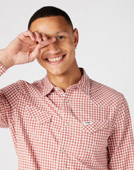 Wrangler LS Western Shirt Męska Koszula w Kratę Długi Rękaw Etruscan Red W5C2CIR11 112146107