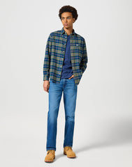 Męska Koszula Wrangler 1 Pkt Flannel Shirt Dusty Olive 112356769 W564017359