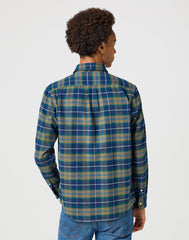 Męska Koszula Wrangler 1 Pkt Flannel Shirt Dusty Olive 112356769 W564017359