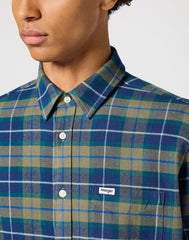 Męska Koszula Wrangler 1 Pkt Flannel Shirt Dusty Olive 112356769 W564017359