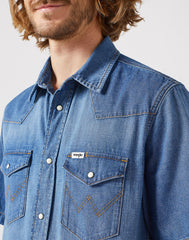 Męska Koszula Jeansowa Wrangler SS Western Shirt Dusky 112350572 W5H8016805