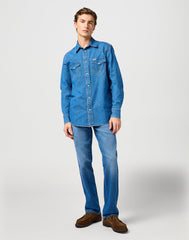 Męska Koszula Jeansowa Wrangler Western Shirt Cool Medium 112362373