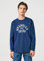 Męska Koszulka Wrangler LS Graphic Tee Navy 112357447