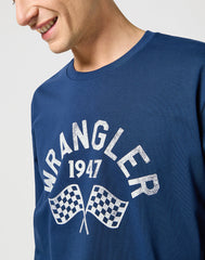 Męska Koszulka Wrangler LS Graphic Tee Navy 112357447
