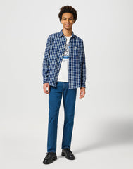 Męskie Spodnie Jeansowe Wrangler Greensboro Blue Grey 112355018 W15Q017416