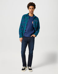 Męskie Spodnie Jeansowe Wrangler Texas Slim Deep Blue Black 112355027 W12S017421