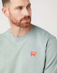 Wrangler Sign Off Crew Męska Bluza Bez Kaptura Nierozpinana Przez Głowę Green Milieu W661i3g63