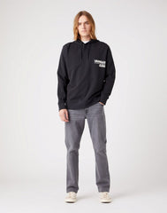 Wrangler Slogan Hoodie Męska Bluza Faded Black W666ILXV6 112321310