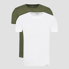 Męski T-Shirt Koszulka Dwupak Wrangler SS 2 Pack Tee Dusty Olive W7BADHX45 112146280