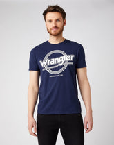 WRANGLER SS ROUND LOGO TEE MĘSKI T-SHIRT NAVY W7MPD3114 112141594