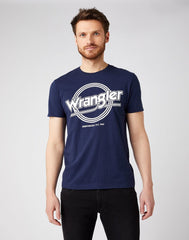 Wrangler SS Round Logo Tee Męski T-Shirt Navy W7MPD3114 112141594