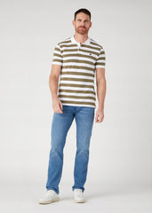 Męska Koszulka Polo Kołnierzyk Wrangler Stripe Shirt Olive W7CDMH989 112329247
