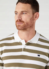 Męska Koszulka Polo Kołnierzyk Wrangler Stripe Shirt Olive W7CDMH989 112329247