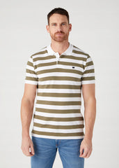 Męska Koszulka Polo Kołnierzyk Wrangler Stripe Shirt Olive W7CDMH989 112329247