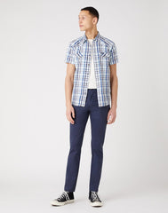 Męskie Spodnie Materiałowe Wrangler Texas Slim Navy W12SWA114 112126532