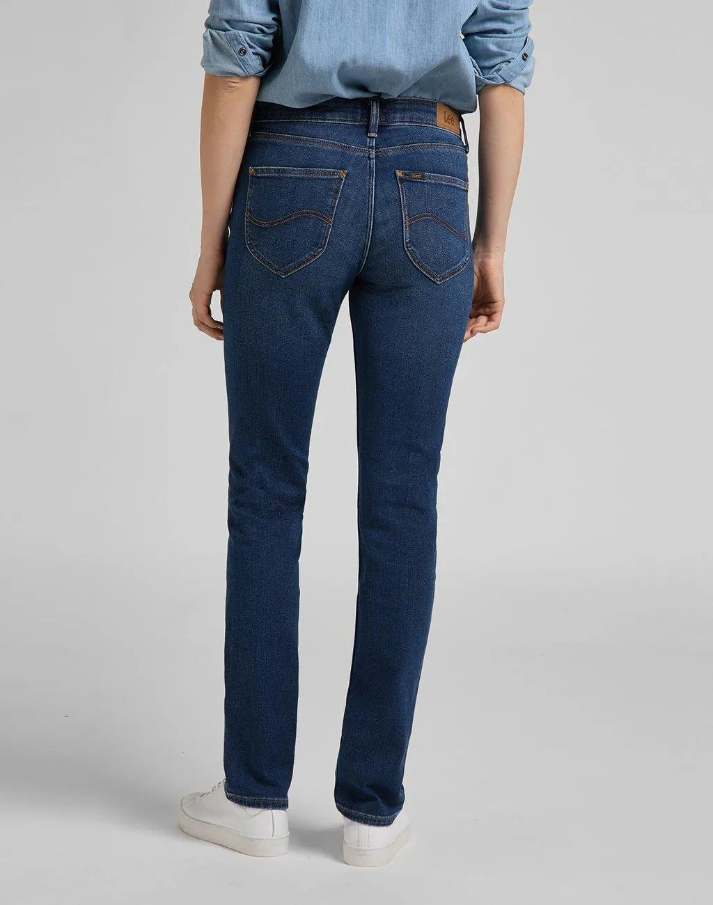 DAMSKIE SPODIE JEANSOWE LEE MARION STRAIGHT MID WORN IN RAY L301NOWH 112105868