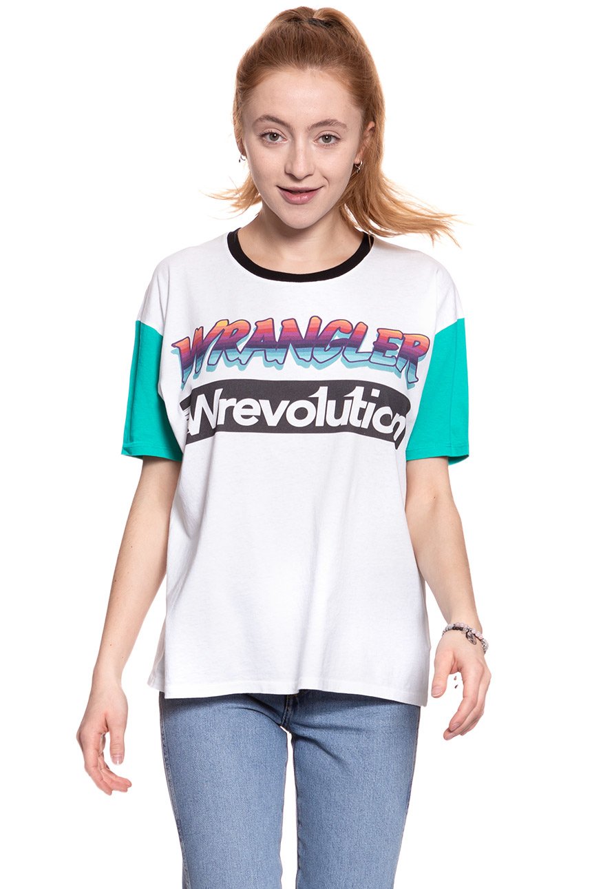WRANGLER T SHIRT DAMSKI WREVOLUTION TEE  WHITE W7386GH12