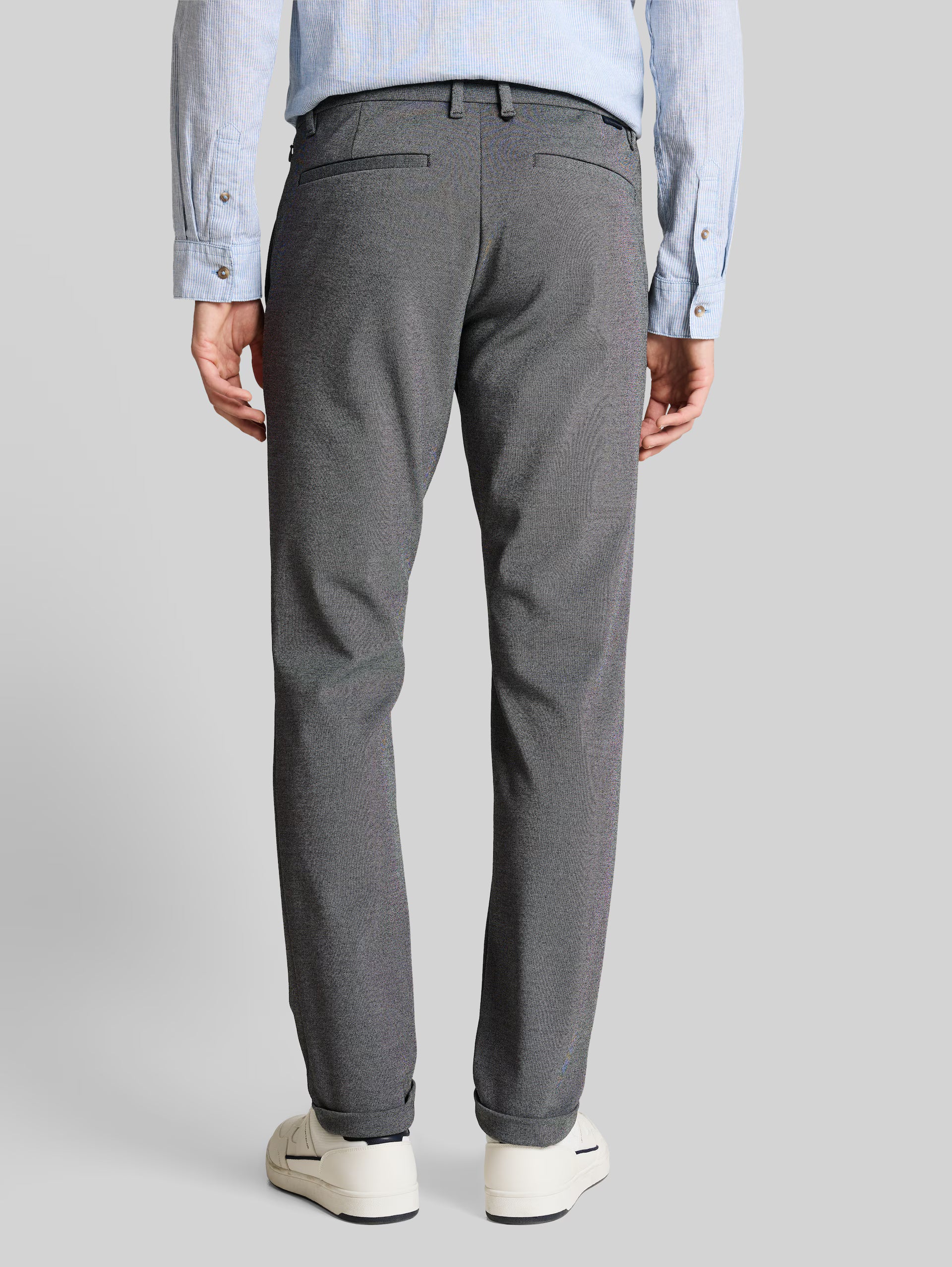 Męskie Spodnie Materiałowe Tom Tailor Jersey Slim Chino Black White Birds Eye 1044853 35951
