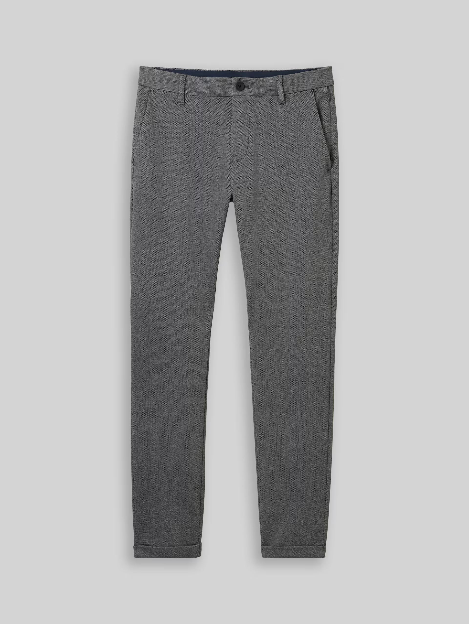 Męskie Spodnie Materiałowe Tom Tailor Jersey Slim Chino Black White Birds Eye 1044853 35951