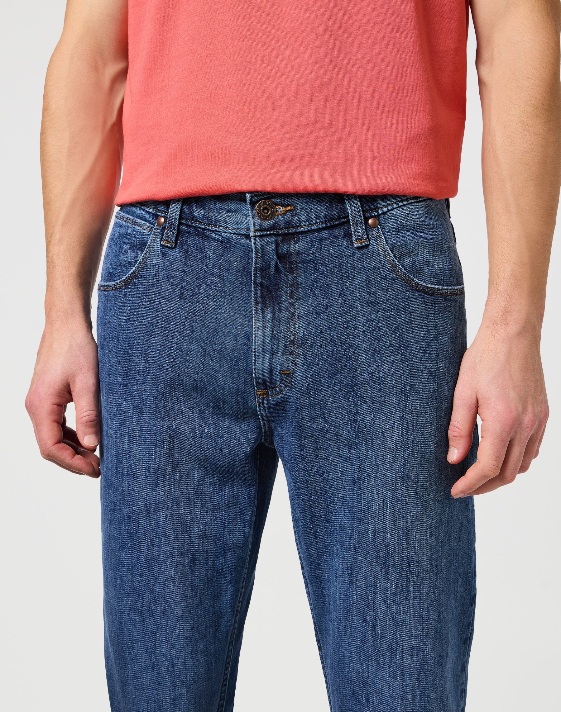 Męskie Spodnie Jeansowe Wrangler Straight Mid Stone 112126011
