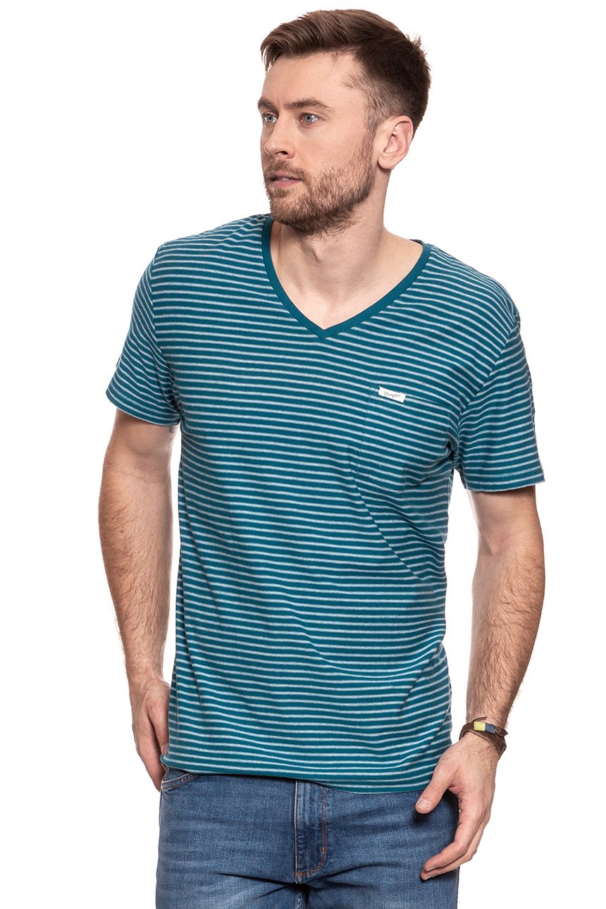 WRANGLER T SHIRT S/S 1PKT V T BLUE CORAL W7889GQ5X