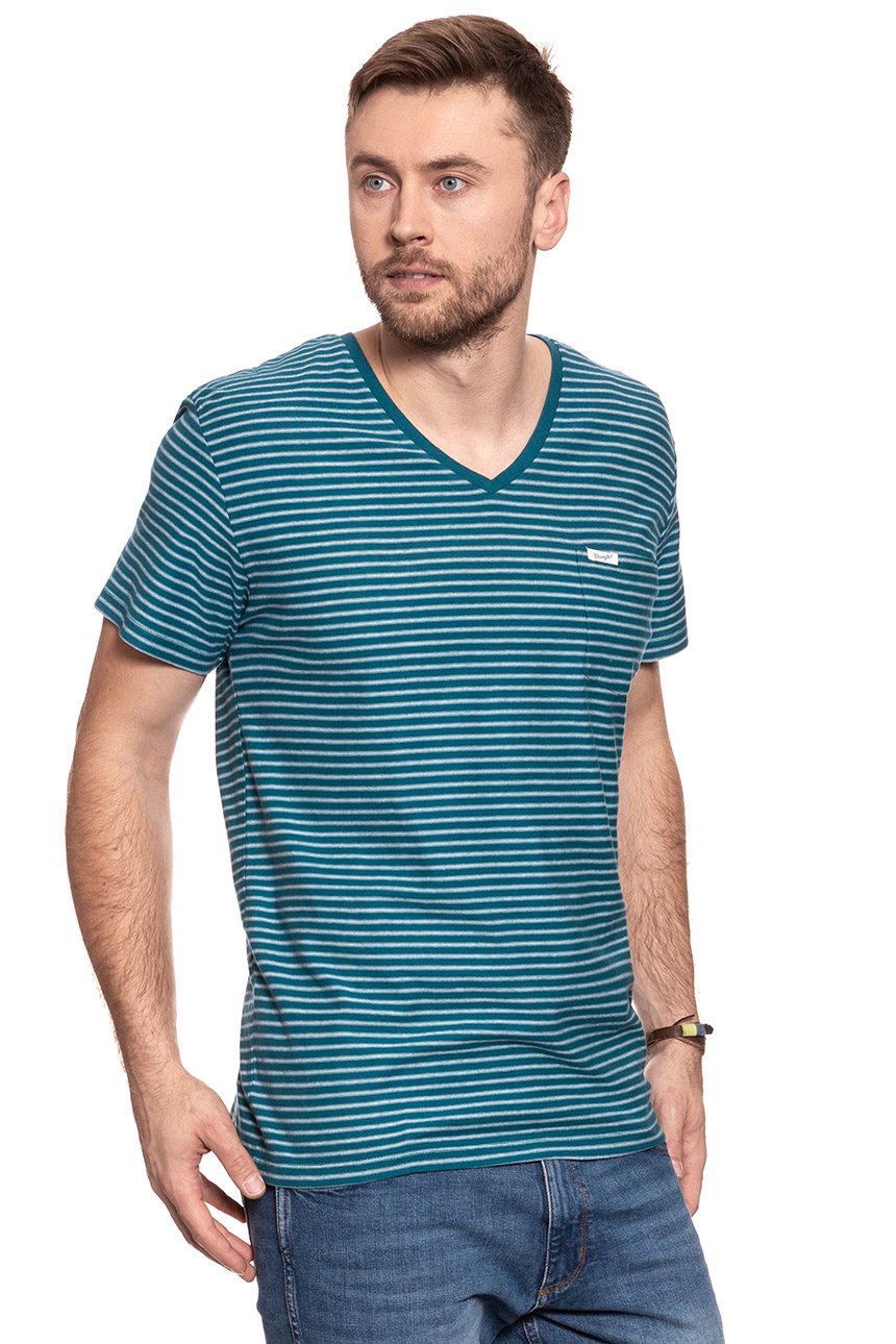 WRANGLER T SHIRT S/S 1PKT V T BLUE CORAL W7889GQ5X
