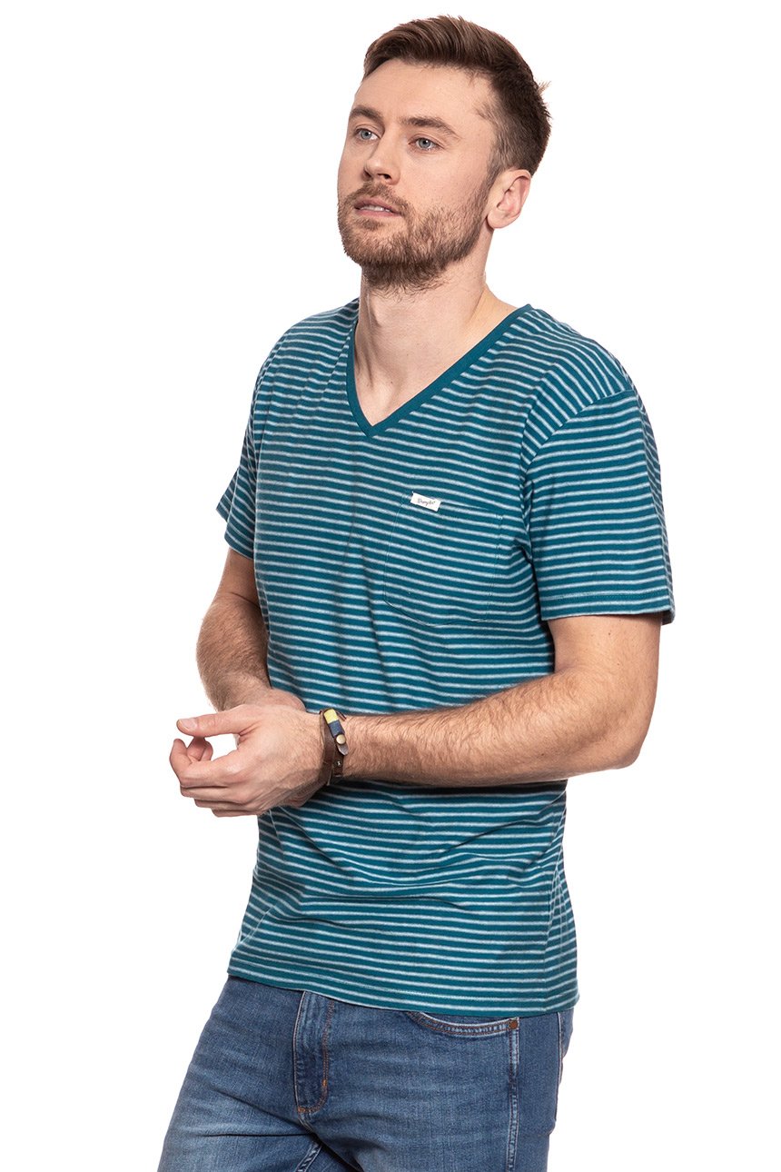 WRANGLER T SHIRT S/S 1PKT V T BLUE CORAL W7889GQ5X