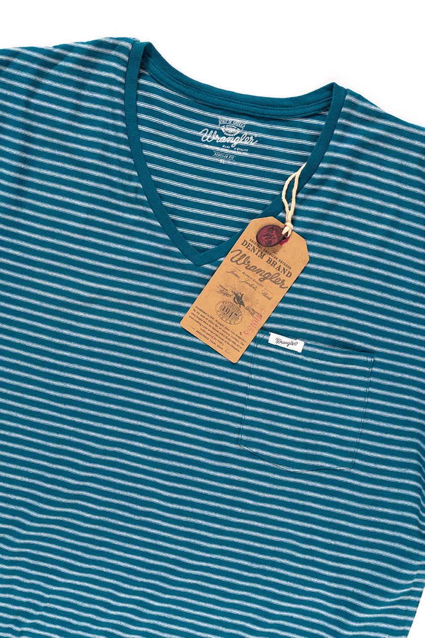WRANGLER T SHIRT S/S 1PKT V T BLUE CORAL W7889GQ5X