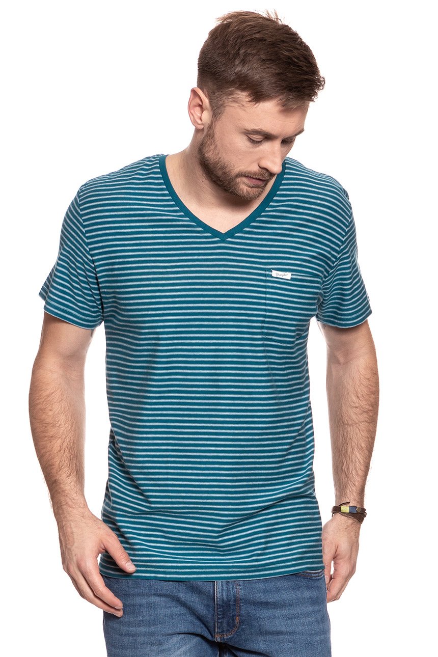 WRANGLER T SHIRT S/S 1PKT V T BLUE CORAL W7889GQ5X