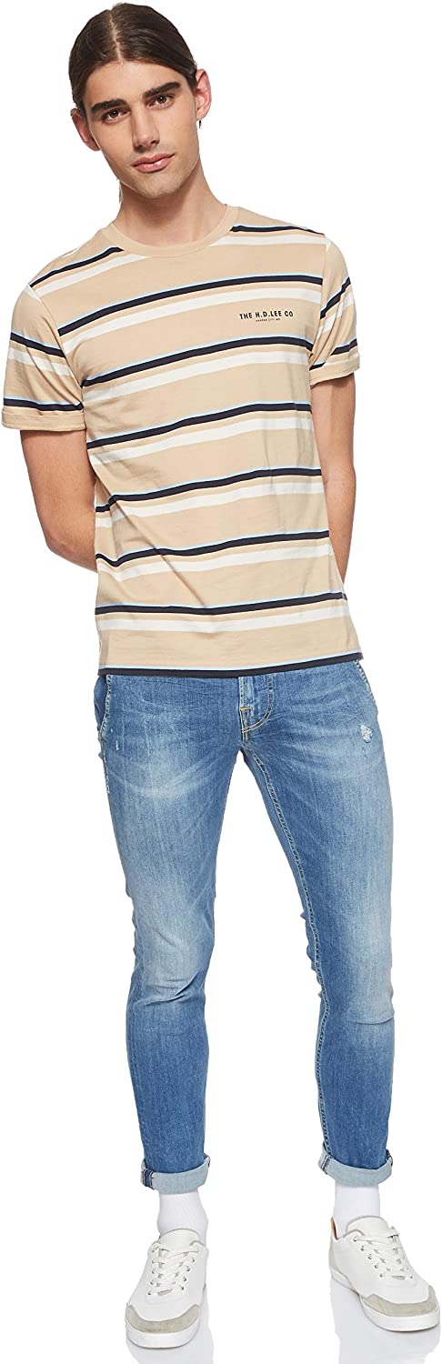 LEE STRIPES MĘSKI T-SHIRT KOSZULKA Z KRÓTKIM RĘKAWEM DUST BEIGE L63BJELP