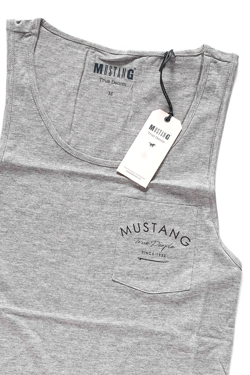 MUSTANG T SHIRT Chestpocket Tanktop MID GREY MELANGE 1007635 4164
