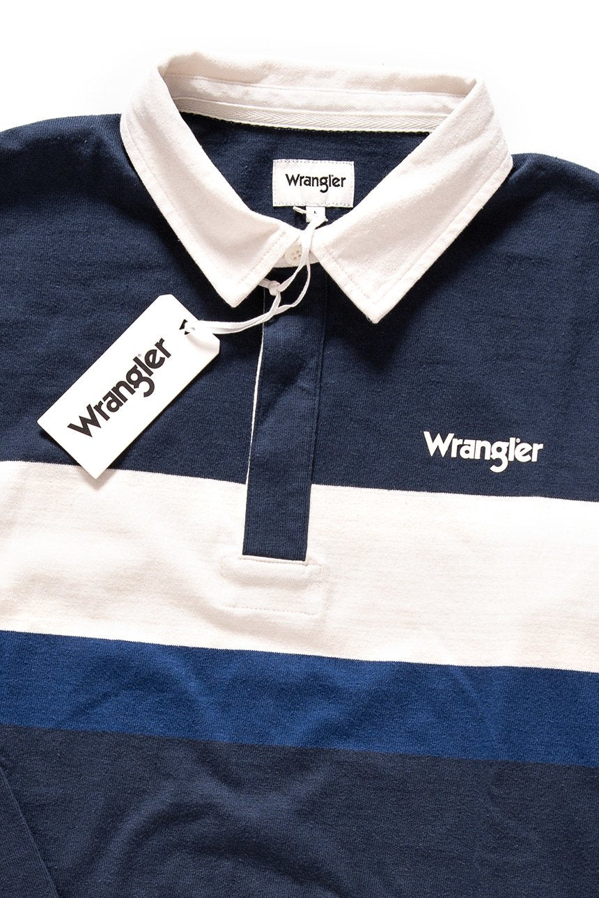 WRANGLER LS RUGBY POLO BLUE DEPTHS W7C22GSJY