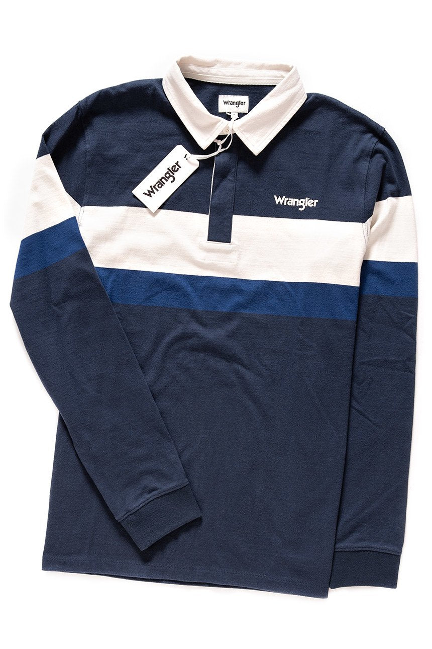 WRANGLER LS RUGBY POLO BLUE DEPTHS W7C22GSJY
