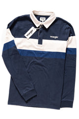 WRANGLER LS RUGBY POLO BLUE DEPTHS W7C22GSJY