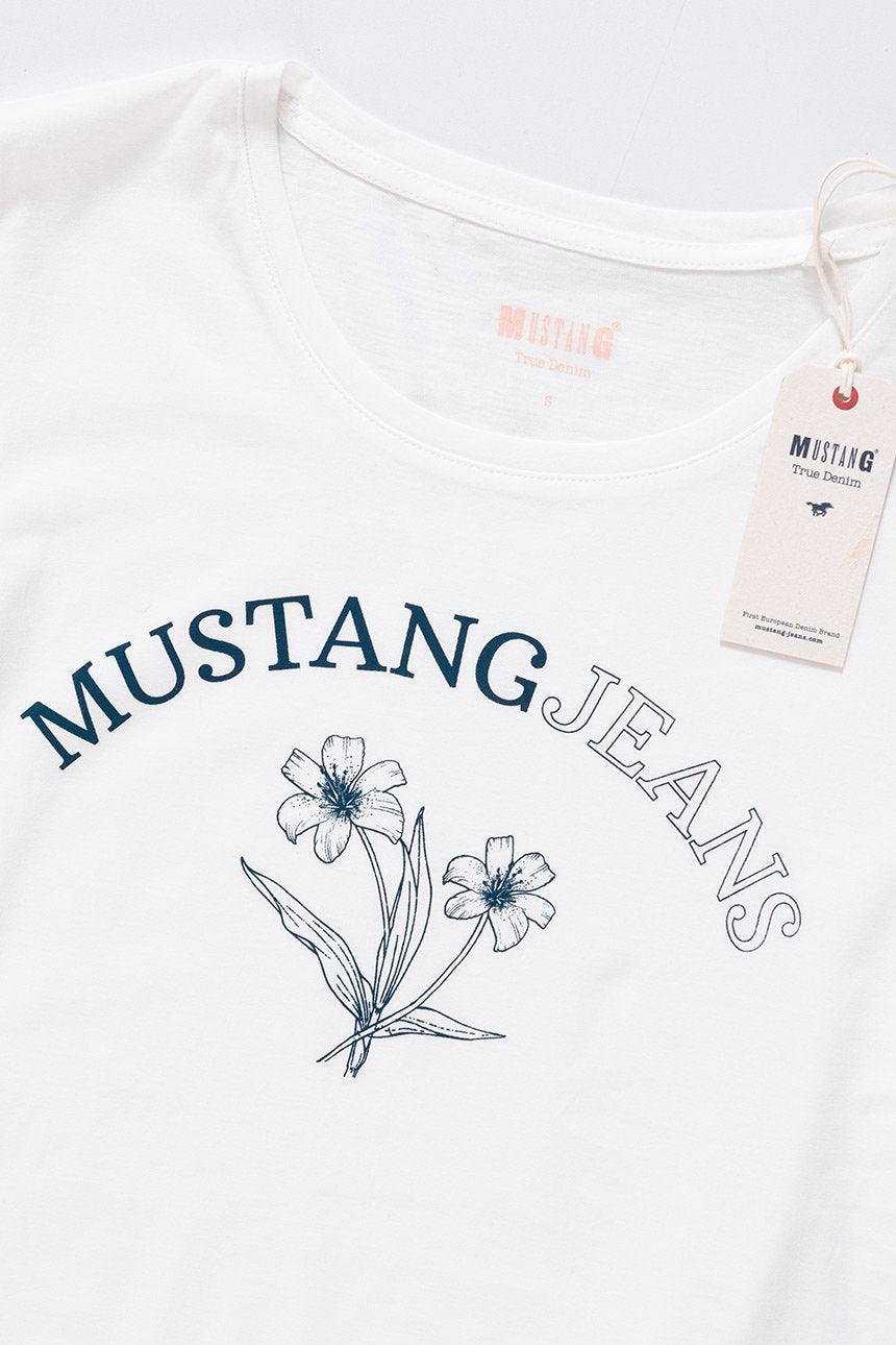 MUSTANG T SHIRT DAMSKI Alina C Print Cloud Dancer 1008934 2020