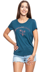 MUSTANG T SHIRT DAMSKI Alina C Print Majolica Blue 1008934 5243
