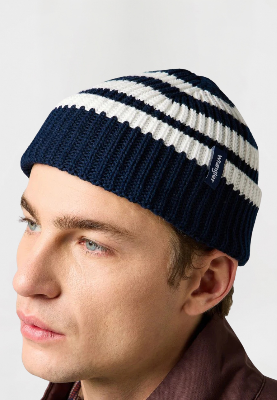 Czapka Wrangler Striped Beanie Dark Navy 112372408