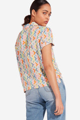 WRANGLER AZTEK SHIRT DAMSKA KOSZULA Z KRÓTKIM RĘKAWEM TANGERINE W5N2TIXUJ