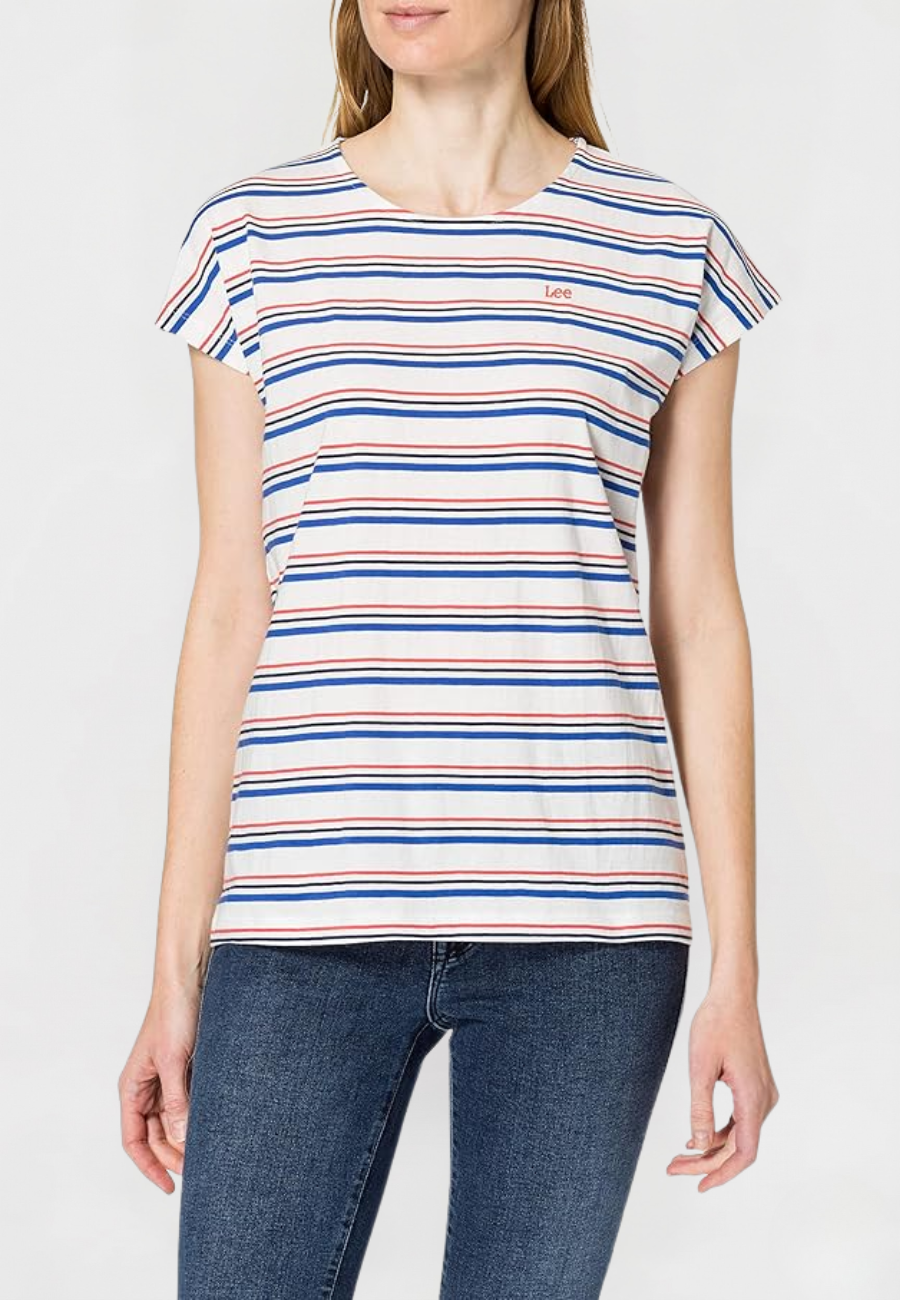 Lee Damska Koszulka Z Krótkim Rękawem Cap Sleeve Tee Summer Blue L41FJXNJ 112108936