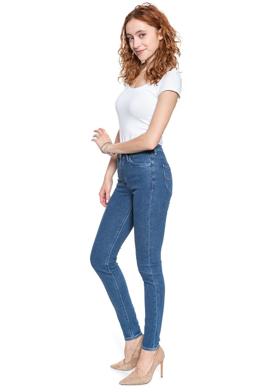 SPODNIE DAMSKIE LEE SCARLETT HIGH ZIPPER BLUE BLACK L30BROEX