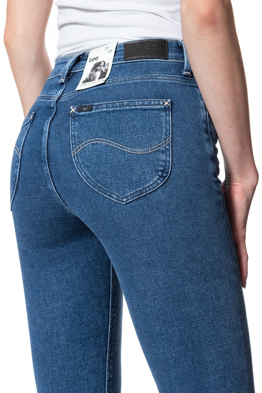 SPODNIE DAMSKIE LEE SCARLETT HIGH ZIPPER BLUE BLACK L30BROEX