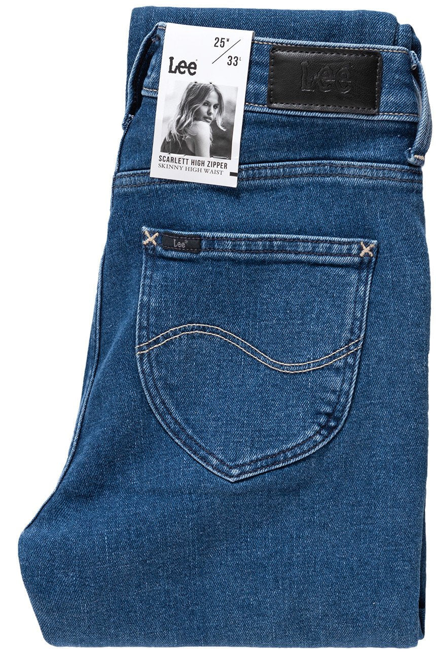 SPODNIE DAMSKIE LEE SCARLETT HIGH ZIPPER BLUE BLACK L30BROEX